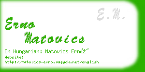 erno matovics business card